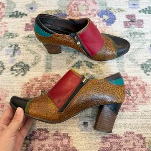 L'artise Spring‎ Step Womens Colorblock Ankle Booties Size 41 Animal Print Artsy thumbnail 3