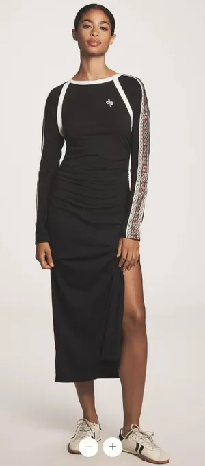 Anthropologie Daily Practice Long-Sleeve Ruched Midi Dress thumbnail 1