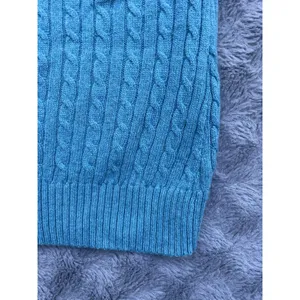 VTG LL Bean Cable Sweater Vest L-REG Wool/Cashmere Cable Knit Teal Green Preppy thumbnail 8