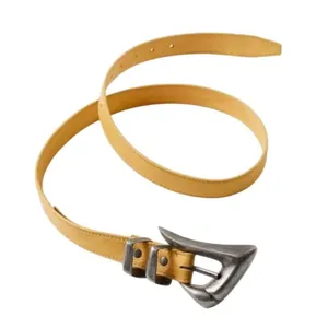 Free People Billie Leather Belt Yellow Size S/M Asymmetric Buckle Western NWOT thumbnail 2