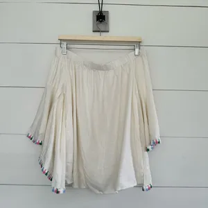 Altar’d State Women’s White Medium Linen Blend Tassel Strapless Blouse thumbnail 5