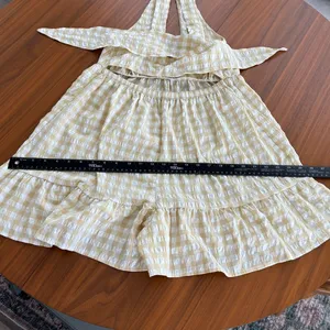 PrettyLittleThing Yellow Gingham Plunging Romper Skort Ruffle Preppy Summer US 6 thumbnail 9