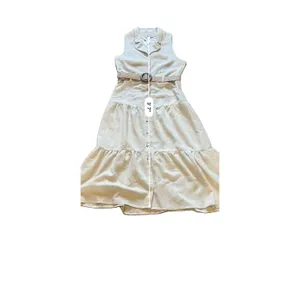 Love Tree Women's Beige Sleeveless Button-Front Belted Midi Shirt Dress M boho thumbnail 5