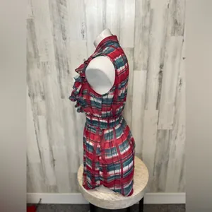 Arden B Red Plaid Ruffle Sleeveless Mini Dress Women’s Size Small Lightweight Bu thumbnail 3
