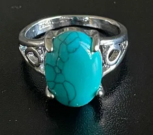 Turquoise stone S925 silver statement ring size 8 thumbnail 1