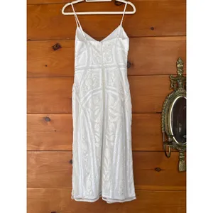 NWT Lulus Alluring Interest White Sequin Embroidered Sleeveless Dress Wedding L thumbnail 5