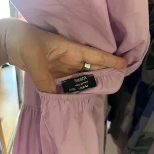 Bershka Puff Sleeve Tiered Poplin Maxi Dress Shirt Purple Size Medium thumbnail 3