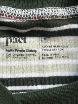 Pact Green Red Striped Long Sleeve Crew Neck 100% Cotton T Shirt Size M Classic thumbnail 5