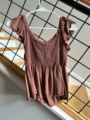 Brown Flutter Sleeve Top thumbnail 3