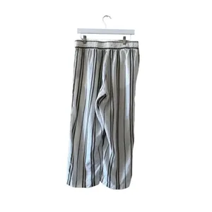 H & M Logg Linen Blend White Striped Culottes Ankle Length Pants SZ 8 # 1519 thumbnail 6