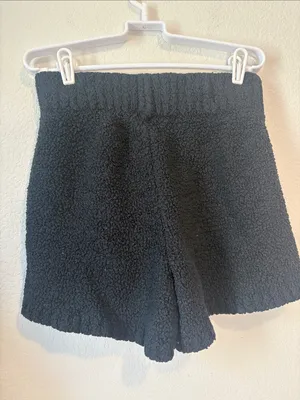 SKIMS Black Plush crop Tank & Shorts Loungewear Set L/XL thumbnail 3