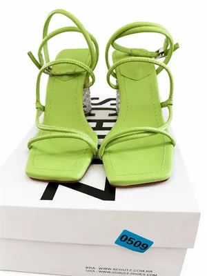 Schutz Mayte Heeled Sandals Women's Ankle Strap Heels Lime Green Size 5.5 thumbnail 3