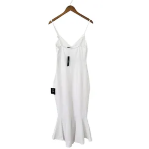 Lulus Stun Like Me White Bodycon Trumpet Hem Midi Dress size L NWT thumbnail 3