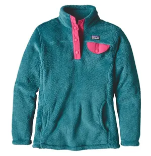 Girls Patagonia Turquoise & Pink Re Tool Pullover thumbnail 1