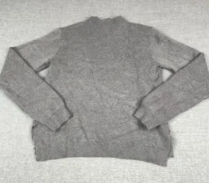 Carolyn Taylor Sweater Womens L Gray Viscose Blend Mock Neck Ruffle Tight-Knit thumbnail 1