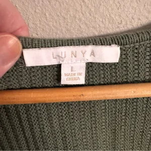 LUNYA Cozy Cotton Silk‎ Reversible Sweater Green Size L thumbnail 5