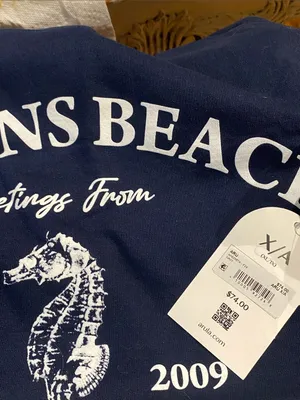 Arula Navy Cousins Beach Seahorse Graphic Crewneck Sweatshirt NWT 0X/1X. thumbnail 2