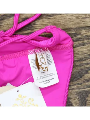 NWT Becca Ribbed Chain Ring Halter Bikini Swim Top 223157 Azalea Pink D thumbnail 9