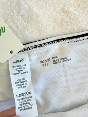 NWT Aerie Black and White Striped Bikini Bottom - Size: Small thumbnail 4