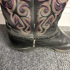 Justin womens Black Leather Western Cowboy Boots Embroidered L2910 Size 10 B thumbnail 3