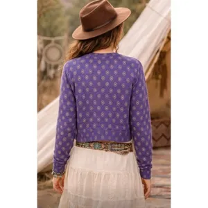 NWT!! FREE PEOPLE Nocturnal Patterned Cardigan Sweater Cardi‎ Floral Large thumbnail 6