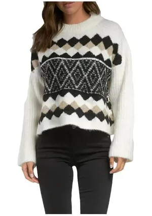 Elan Rock soft oversized L pullover striped triangle sweater thumbnail 1