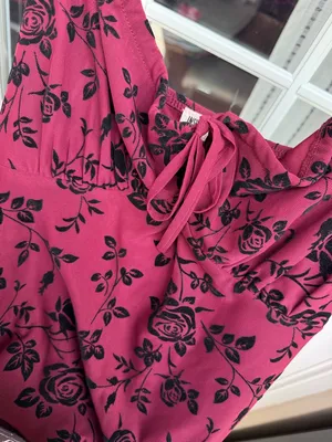 Z🐞Inspired Hearts Wine Red Floral Dress thumbnail 3