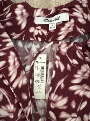Madewell Bubble Sleeve Top in Floral #NS434 Womens Size 6 NWT thumbnail 4