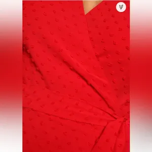 Lulus Much to Celebrate Red Swiss Dot Wrap Dress Large thumbnail 12