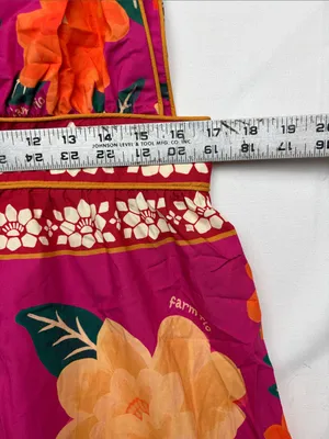 Farm Rio xl new flower tapestry midi dress Floral Tie-Shoulder pink guest party thumbnail 8