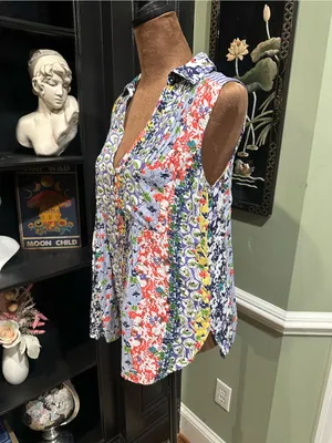 Maeve by Anthropologie Floral Sleeveless Button‑Down Blouse – Size XS thumbnail 4