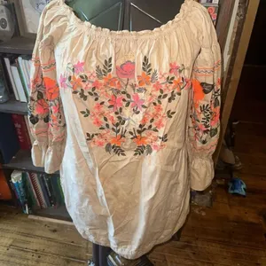 Free People Fleur De Jour embroidered off shoulder shift dress thumbnail 3