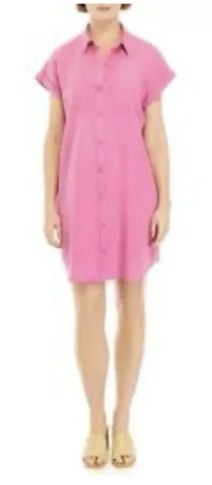 Wonderly Women's Short Cap Sleeve Shirtdress Hamilton Pink Button Down S thumbnail 1