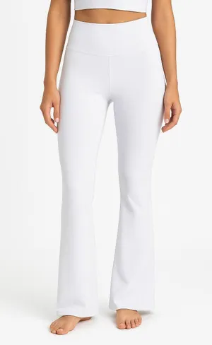 MiniBeast Women’s Flare Yoga Pants Size M White‎ High Waist Stretch Activewear thumbnail 1