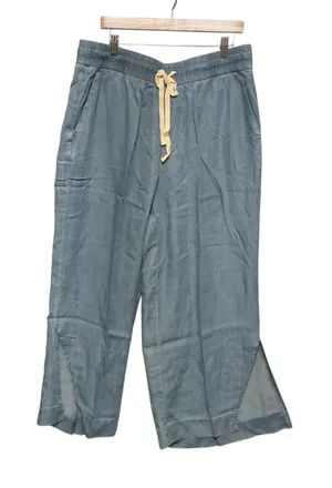 JUST MY SIZE by Hanes Women's 1X Light Wash Wide Leg Cropped Pants Elastic Waist thumbnail 1