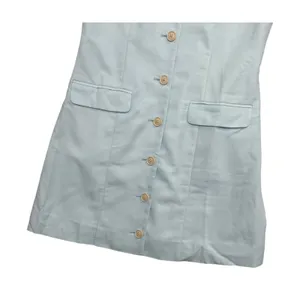 J Crew Dress Womens 6 Light Blue Linen Blend Button Front Short Sleeve Career thumbnail 7