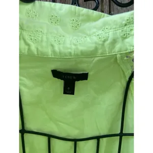 J.CREW Dress Size 0 LIGHT NEON GREEN EYELET SHORT SLEEVE MINI SHIRT‎ DRESS thumbnail 2