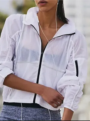 NWT Free People Great Escape Run Windbreaker in White thumbnail 4