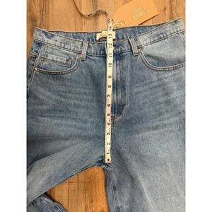 Listicle Wide Leg Jeans NWT L High Rise Denim Trendy‎ Cropped Raw Hem thumbnail 7