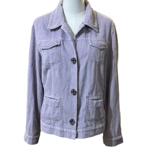 J. Jill lavender corduroy jacket coat buttons cotton medium business casual thumbnail 2