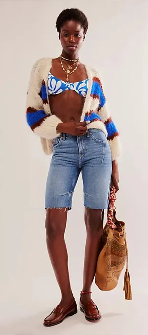 NWT Free People Ghost Town Long Denim Short Size 29 thumbnail 1