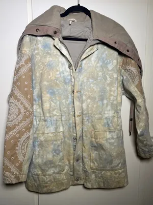 Free People Womens Layered Tie-Dye Parka Paisley Hooded Anorak Jacket Small thumbnail 3