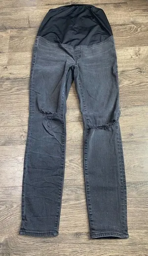 EUC Womens Madewell Maternity Skinny‎ Jean over belly grey distressed size 27 thumbnail 1