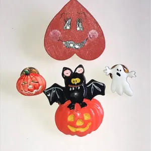 Halloween Costume Accessories Set - Black Bat & Orange Pumpkin Pins thumbnail 2