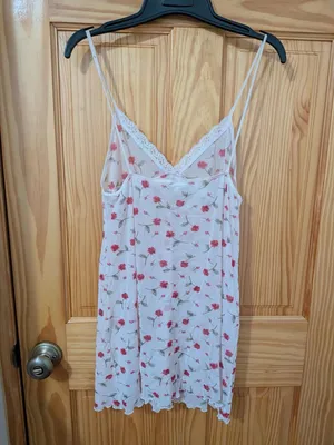 Eberjey Rose Floral Lace Trim Chemise Slip Dress Size M/L thumbnail 3
