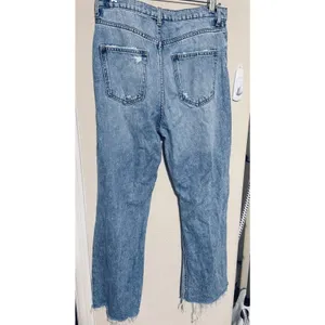 Zara High Waist Straight Leg 90s Full Length Jeans Sz 26/27 Thrashed Distressed thumbnail 5