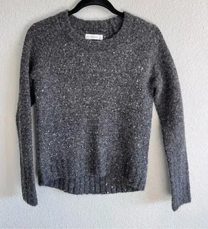 Abercrombie & Fitch Sequin‎ Wool Pullover Sweater Grey thumbnail 1