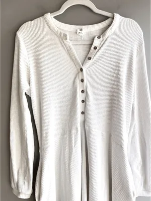 Flawless White Summer Dress Pockets Flowy M thumbnail 2