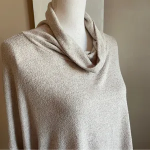 ALTAR'D STATE | Beige Cowl Neck Drop Shoulder Zipper Back Oversized Sweater.Sz L thumbnail 11