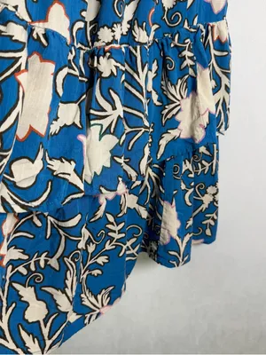 Knox Rose Women’s XS Blue Floral Boho Midi Wrap Dress Tassel Tie Tiered thumbnail 8